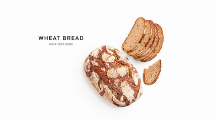 Wheat bread isolated on white background
