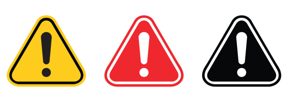 warning danger icon. Caution alarm alert set, triangle warn sign , attention vector icon, red yellow black color. warning sign. vector illustration eps file. 