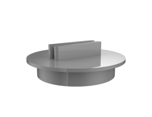 High-Res Professional 3D rendering of a detailed 6-Inch Gray PVC Pipe Cap and Drain Cleanout Plug, essential plumbing fitting for DWV construction, isolated on transparent background PNG.