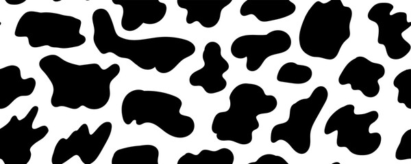 Cow Stain Pattern Print. Animal Skin Texture with Seamless Milk Spot Pattern. Vector Doodle Surface Design 