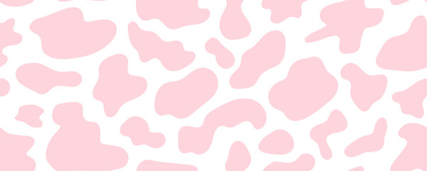 Seamless Pink Cow Stain Pattern. Milk Spot and Stain Print for Animal Skin Texture. Doodle Vector Seamless Design