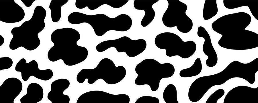 Seamless Spot Print. Animal Design with Cow Texture and Milk Stain. Vector Doodle Surface Design 