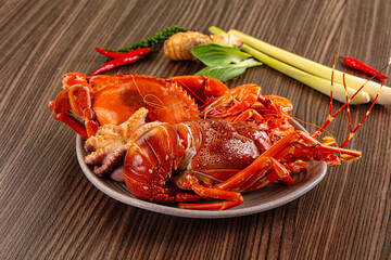 Seafood plate - lobster, crab, prawm octopus