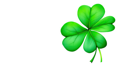 A bright green shamrock on a black background