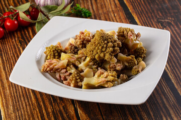 Vegan dietary steamed romanesco cabbage