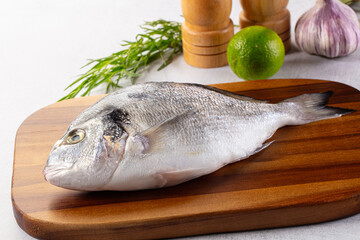 Raw fresh uncooked dorada fish