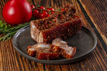 Baked pork belly with spices