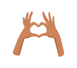 Cartoon hands forming heart symbol. Two human hands create a heart shape, expressing love, unity, and connection. Flat colorful abstract style, ideal for visuals about support, community bonding, or