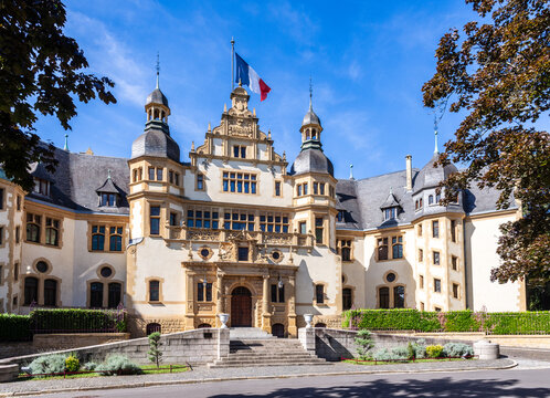 Metz, France - Sep. 5, 2025: The Governor's Palace is a 1905 neo-renaissance style residence by Max Stolterforth built in Jaumont stone to serve as a pied-&agrave;-terre for German Emperor Wilhelm II.