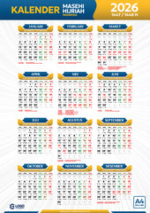 set of Indonesian Calendar in modern and minimalist style