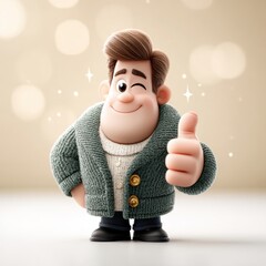 Cheeky boss winks and gives a thumbs up, radiating positivity and confidence with sparkling elements on a clean white backdrop.