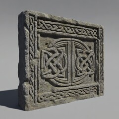 A beautifully carved stone wall relief panel showcasing intricate ornamental patterns and a weathered texture.