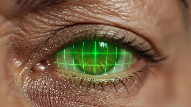 Scanning Eye With Futuristic Laser Grid, Futuristic Technology