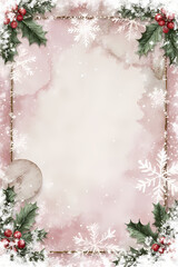 Vintage Christmas pink junk journal page for scrapbook , paper card craft, ephemera, winter holiday background