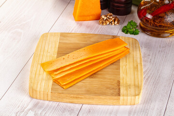 Yellow cheddae cheese slices snack