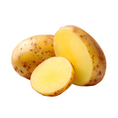 Fresh Potato and Slice on White Background - Professional Food Photography