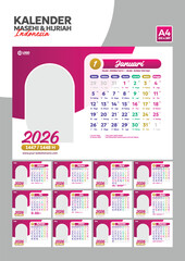set of Indonesian Calendar in modern and minimalist style