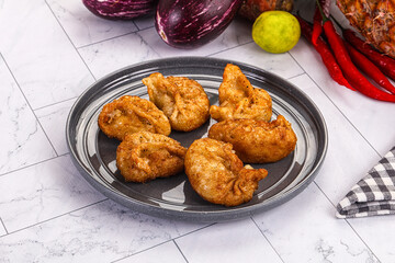 Tibetian fried momo stuffed dumplings