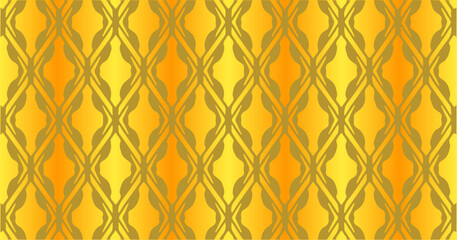 Warm yellow and orange geometric seamless pattern with flowing abstract shapes and smooth symmetry.