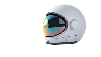 Sleek, white, futuristic helmet with a reflective visor against black