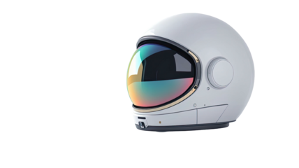 Sleek, white, futuristic helmet with a reflective visor against black