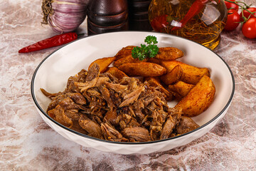 Baked shredded pork with potato