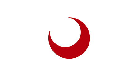 Red crescent paper cutout, moon icon, waxing moon symbol, crescent moon icon symbol set on transparent background.