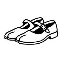 outline drawing of vintage women's strap shoes
