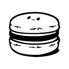 cute smiling macaron cookie sandwich outline