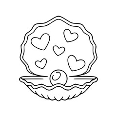 kawaii open clam shell doodle icon