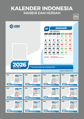 set of Indonesian Calendar in modern and minimalist style