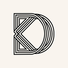 Minimalist geometric letterform &ldquo;D&rdquo;, monoline vector design, art deco inspired typography, smooth rounded corners, luxury modern branding style, logo design, brand mark, simple and elegant