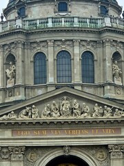 View of St. Stephen's Basilica during the day in Budapest, Hungary.