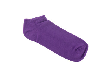 Purple sock isolated on white background. Sock on white background. Colored socks isolated