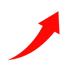 Red arrow pointing upwards indicating growth isolated on transparent background