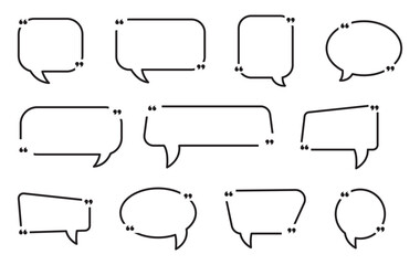 Obraz premium Quote box frame big set. Texting quote boxes and blank templates for text info. Design quotation bubble for blog quotes. Creative vector banner symbols collection illustration.