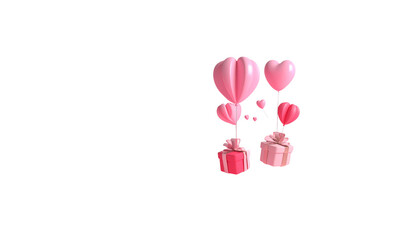 Obraz premium An illustration of beautiful gift boxes and balloons on a white background