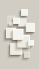 Abstract geometric white three dimensional cubes on neutral gray backdrop rendered illustration of white three dimensional cubes in abstract geometric arrangement on gray backdrop