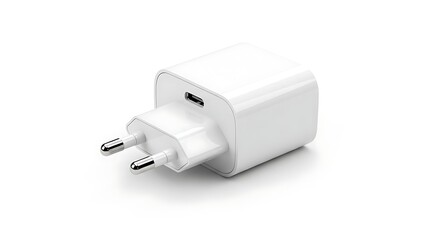 White electrical charger with two prongs and usb port plug