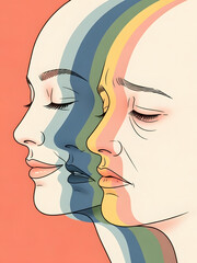 Faces with different emotions reflecting mental state