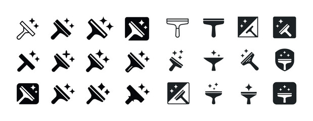 Fototapeta premium Assorted squeegee icons for cleaning and maintenance tasks