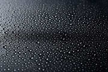 Macro View of Water Droplets on a Dark Surface