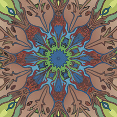 Intricate radial growth mandala artwork vector illustration