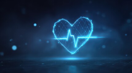 Futuristic heartbeat waveform in electric blue for medical marketing visuals
