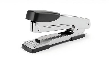 Silver metal stapler with black accents office