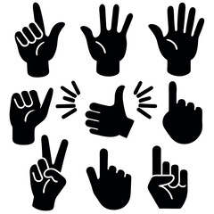 Fototapeta premium set-of-simple-line-hand-gestures-and-signs 