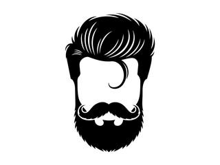 Stylized illustration of a man's face with a prominent mustache and beard, featuring a slicked-back hairstyle.