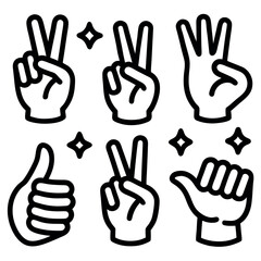 Obraz premium set-of-simple-line-hand-gestures-and-signs 