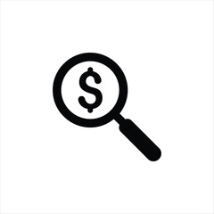 Magnifying glass with dollar sign financial analysis icon