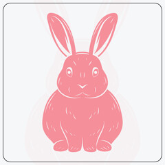Obraz premium Cute Pink Rabbit Vector Art | Simple Bunny Mascot Logo | Easter Animal Illustration Design